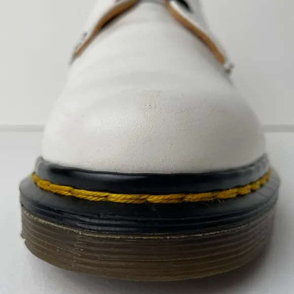 Vintage Dr. Martens MIE 1461 White Leather Double Stitch Oxfords UK 4