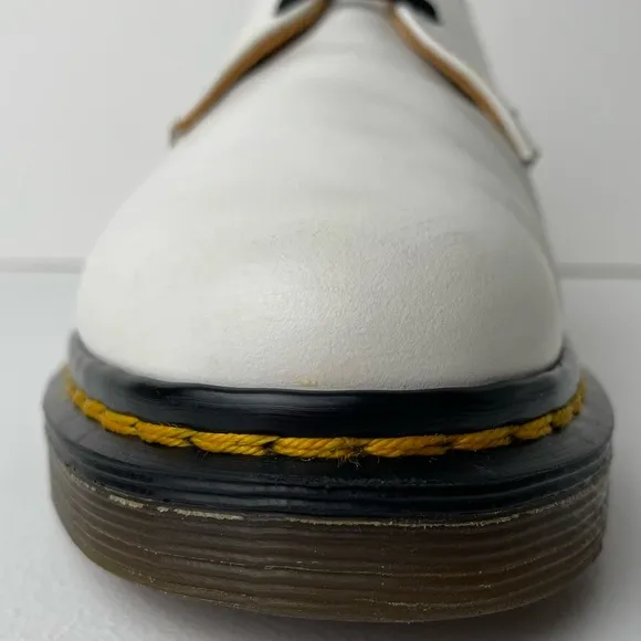 Vintage Dr. Martens MIE 1461 White Leather Double Stitch Oxfords UK 4