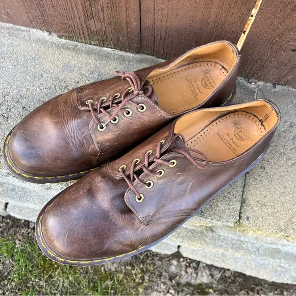 Vintage Dr. Martens Oxford MIE Brown Leather UK 14/US 15 Made in England 4 Eye