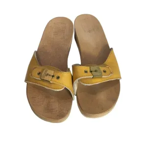 Vintage Dr. Scholls Made in Italy Yellow Leather Wood Exercise Shoe Sz 6.5/7