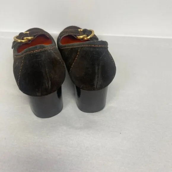 Vintage Enzo Angiolini Brown Suede Block Heels