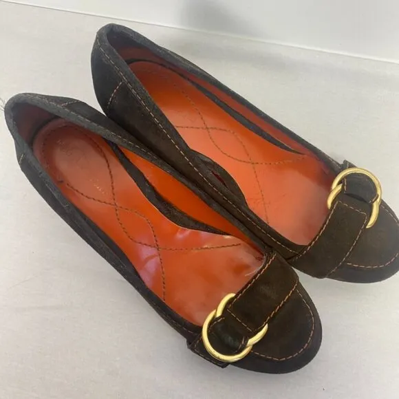 Vintage Enzo Angiolini Brown Suede Block Heels