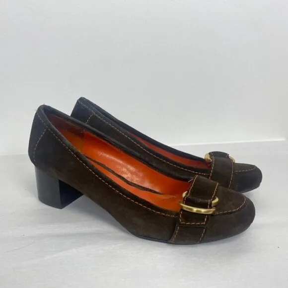 Vintage Enzo Angiolini Brown Suede Block Heels