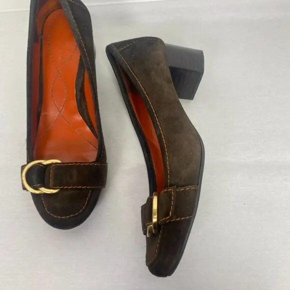 Vintage Enzo Angiolini Brown Suede Block Heels