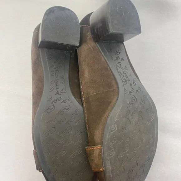 Vintage Enzo Angiolini Brown Suede Block Heels