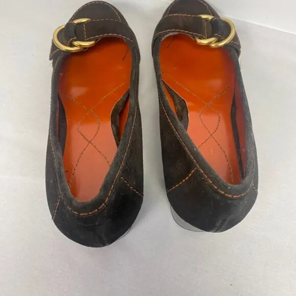 Vintage Enzo Angiolini Brown Suede Block Heels