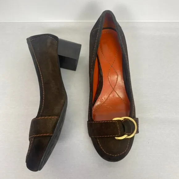 Vintage Enzo Angiolini Brown Suede Block Heels