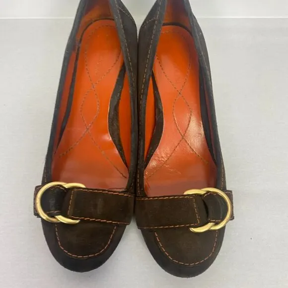 Vintage Enzo Angiolini Brown Suede Block Heels