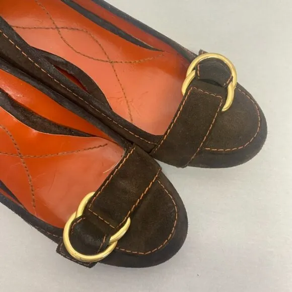 Vintage Enzo Angiolini Brown Suede Block Heels