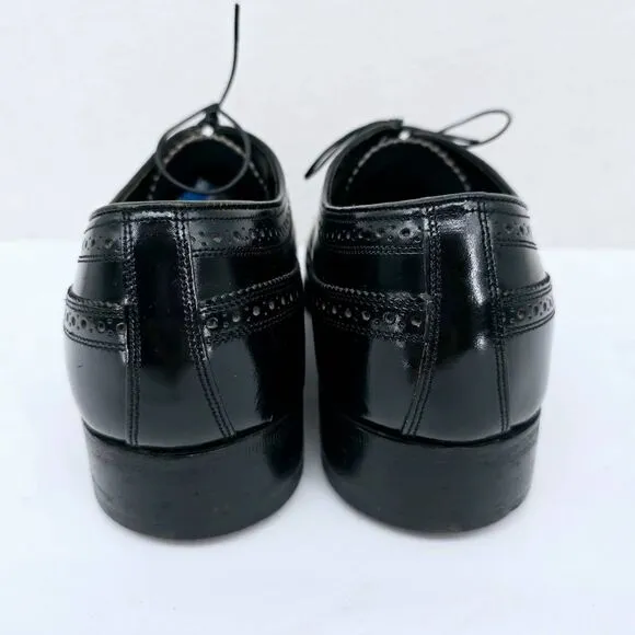 Vintage Florsheim Wing Tie Oxfords Shoes Black 8.5