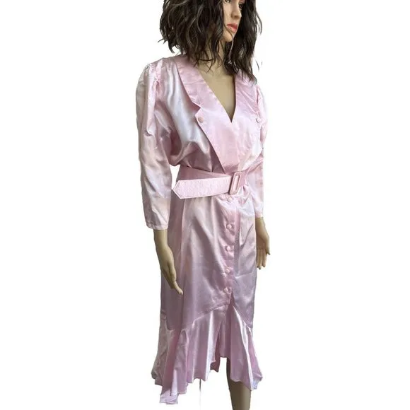 Vintage Fredericks Of Hollywood Long Mermaid Pink Dress Hi‎ Lo Made USA 13