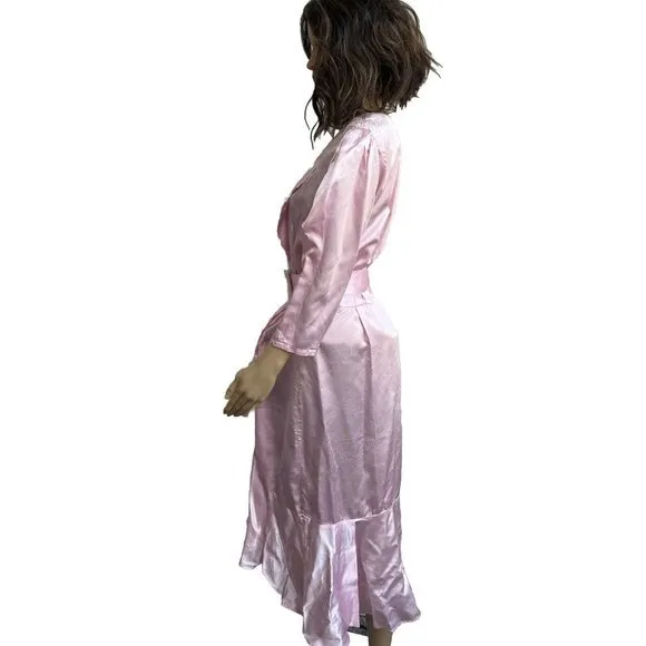 Vintage Fredericks Of Hollywood Long Mermaid Pink Dress Hi‎ Lo Made USA 13