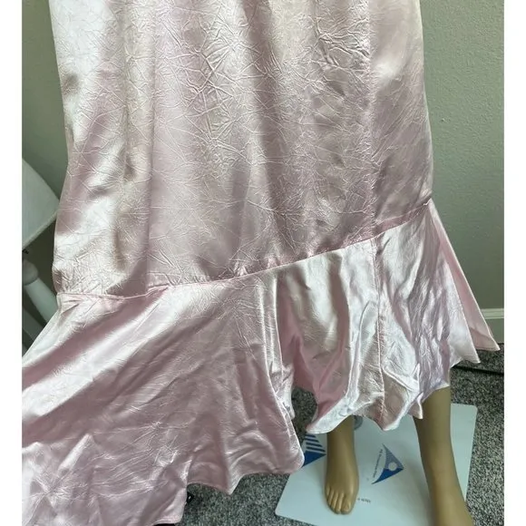 Vintage Fredericks Of Hollywood Long Mermaid Pink Dress Hi‎ Lo Made USA 13