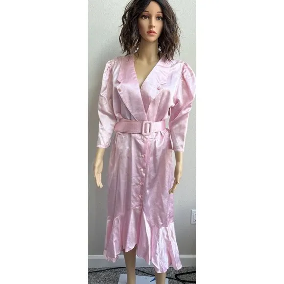 Vintage Fredericks Of Hollywood Long Mermaid Pink Dress Hi‎ Lo Made USA 13