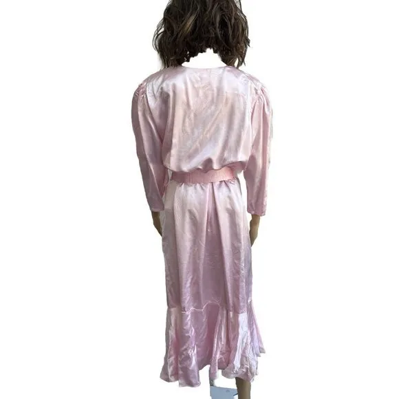 Vintage Fredericks Of Hollywood Long Mermaid Pink Dress Hi‎ Lo Made USA 13