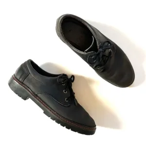 Vintage G.H. Bass Black Genuine Leather Lace Up Chunky Loafer Oxford Shoes