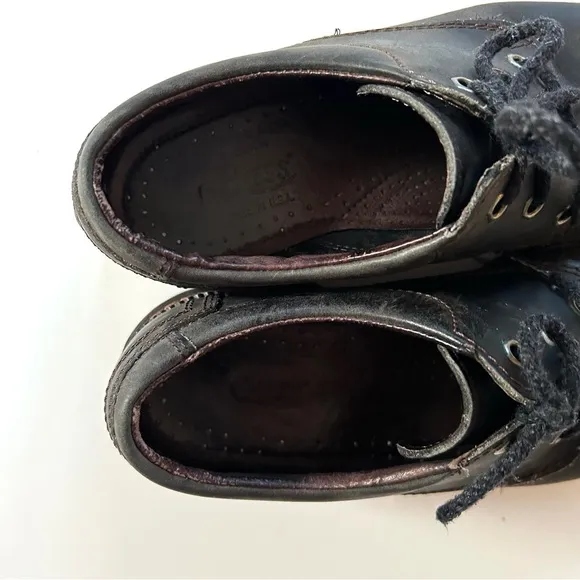 Vintage G.H. Bass Black Genuine Leather Lace Up Chunky Loafer Oxford Shoes