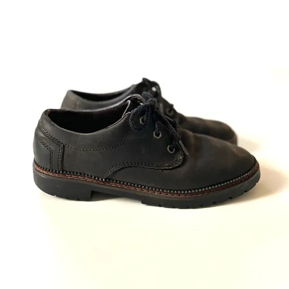 Vintage G.H. Bass Black Genuine Leather Lace Up Chunky Loafer Oxford Shoes