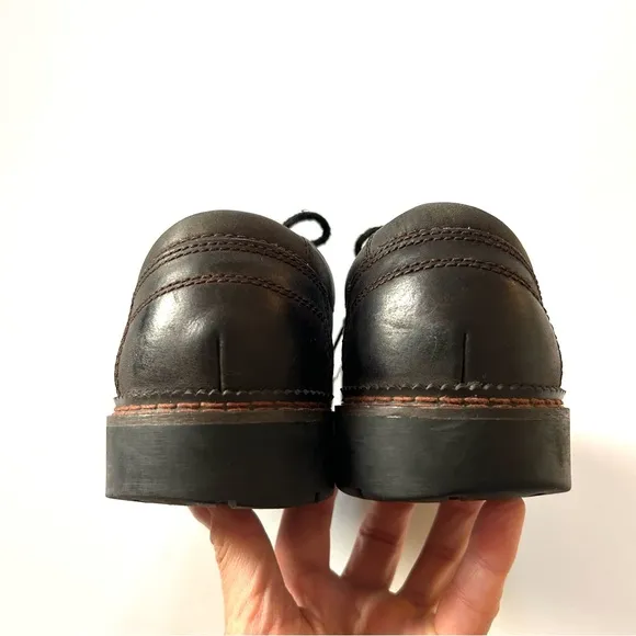 Vintage G.H. Bass Black Genuine Leather Lace Up Chunky Loafer Oxford Shoes