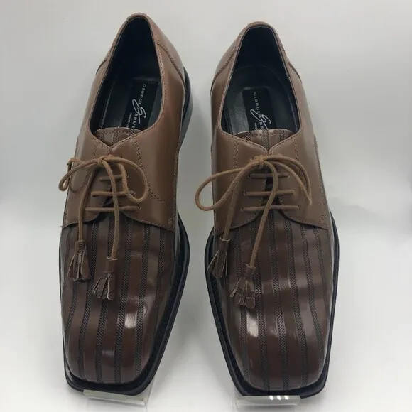 Vintage Giorgio Brutini Men's Brown Genuine Leather Square Toe Dress Shoes