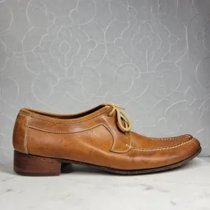 Vintage Hand Sewn Oxfords Mens 11D Tanned Soft Leather Soles Casual Laces