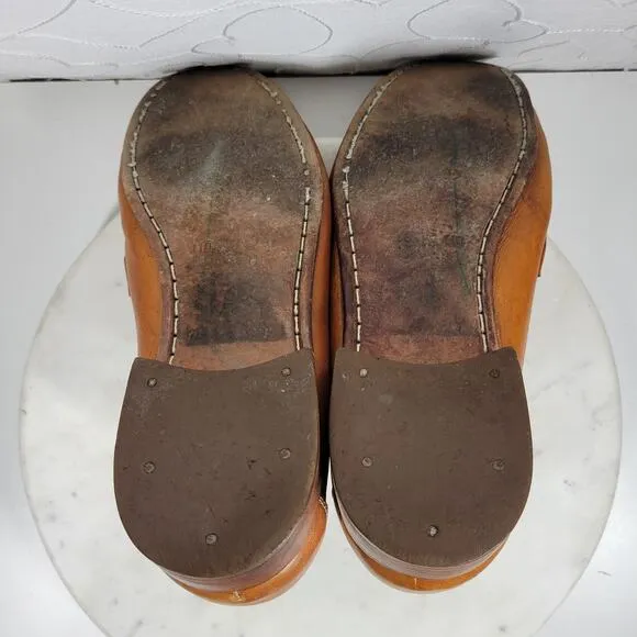 Vintage Hand Sewn Oxfords Mens 11D Tanned Soft Leather Soles Casual Laces