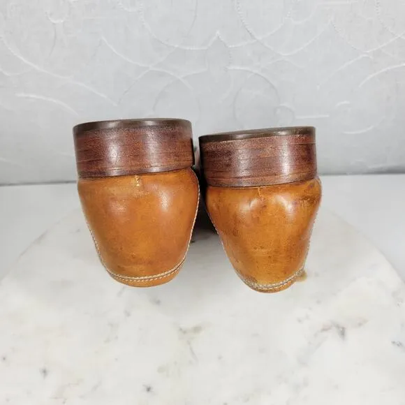 Vintage Hand Sewn Oxfords Mens 11D Tanned Soft Leather Soles Casual Laces
