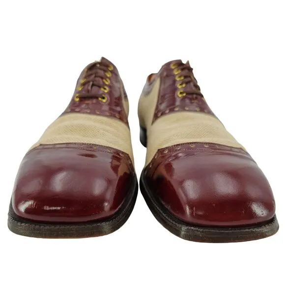 Vintage Johnston &amp; Murphy Aristocraft Dress Shoes Men's 10.5B Burgundy Tan Leath