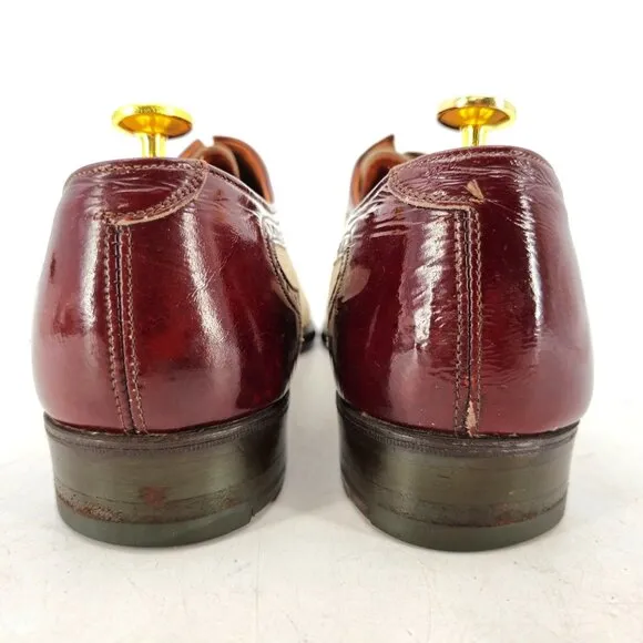 Vintage Johnston &amp; Murphy Aristocraft Dress Shoes Men's 10.5B Burgundy Tan Leath