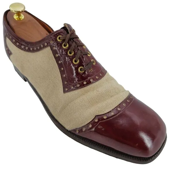 Vintage Johnston &amp; Murphy Aristocraft Dress Shoes Men's 10.5B Burgundy Tan Leath