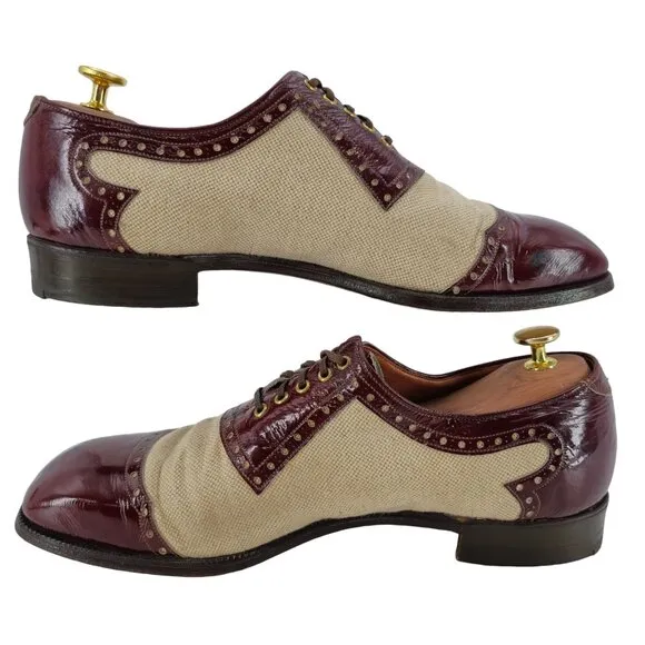 Vintage Johnston &amp; Murphy Aristocraft Dress Shoes Men's 10.5B Burgundy Tan Leath