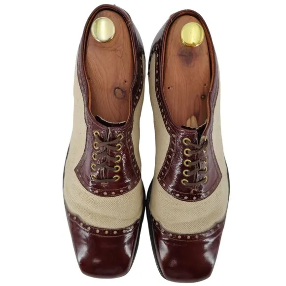 Vintage Johnston &amp; Murphy Aristocraft Dress Shoes Men's 10.5B Burgundy Tan Leath
