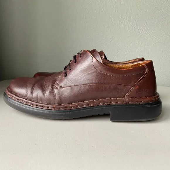 Vintage Josef Seibel Lace Up Oxfords Chunky Round Toe Shoe Men 9.5-10 Dark Brown