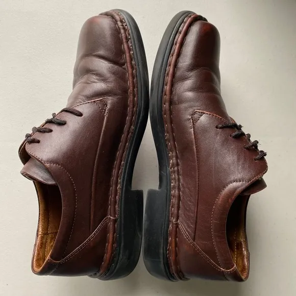 Vintage Josef Seibel Lace Up Oxfords Chunky Round Toe Shoe Men 9.5-10 Dark Brown