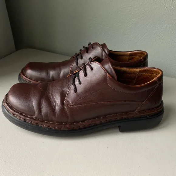Vintage Josef Seibel Lace Up Oxfords Chunky Round Toe Shoe Men 9.5-10 Dark Brown