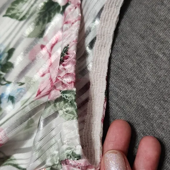Vintage Lacey Floral Lingerie Satin Teddy Chemise Slip V-Neck Bodysuit Tank Top