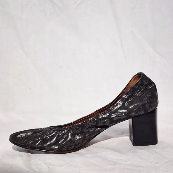 Vintage LANVIN Metallic Animal Printed Leather Block-Heeled Pumps, size 36