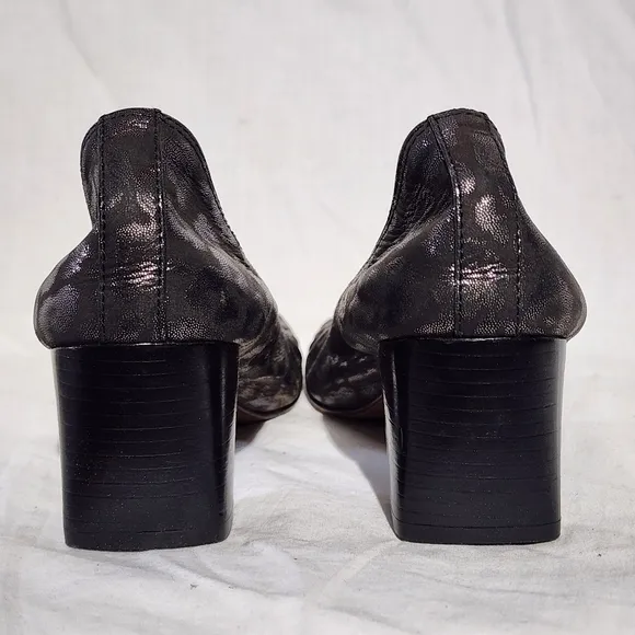 Vintage LANVIN Metallic Animal Printed Leather Block-Heeled Pumps, size 36