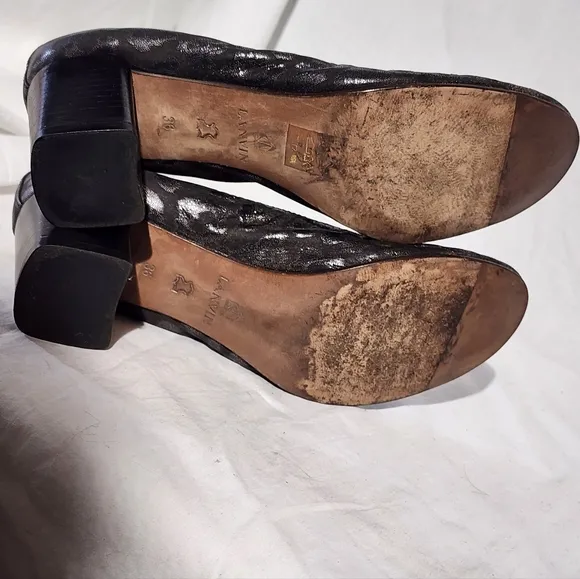 Vintage LANVIN Metallic Animal Printed Leather Block-Heeled Pumps, size 36