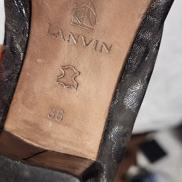 Vintage LANVIN Metallic Animal Printed Leather Block-Heeled Pumps, size 36