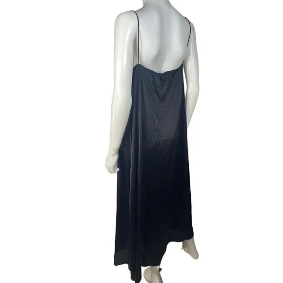 Vintage Lingerie Nightgown By I. Magnin - Black Maxi Slip Lingerie- LT3061