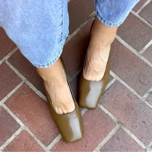 Vintage Massimo Italy Brown Leather Square Toe Heels Block Heels Size 10