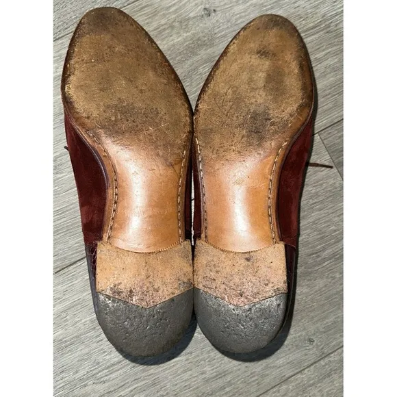 Vintage Men Size 10M  Burgundy Crocodile Print Leather Tie Up Dress‎ Shoes
