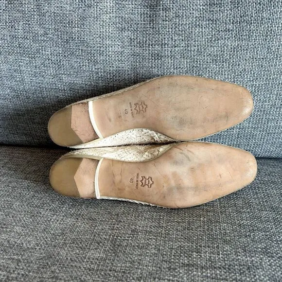 Vintage Nando Muzi Cream Pink Leather Snakeskin Lace-Up Oxford Shoes EU 40 US 9