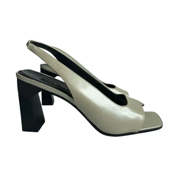 Vintage Nine West Slingback Heels | 90s Square Toe Block Heels | Size 10M