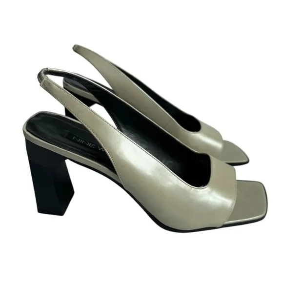 Vintage Nine West Slingback Heels | 90s Square Toe Block Heels | Size 10M
