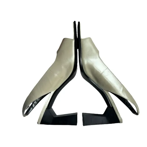Vintage Nine West Slingback Heels | 90s Square Toe Block Heels | Size 10M