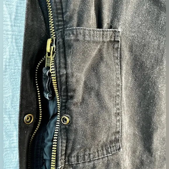 Vintage Polar King by Key Black Quilt Lined Bib Overalls Cotton Canvas Zip Front