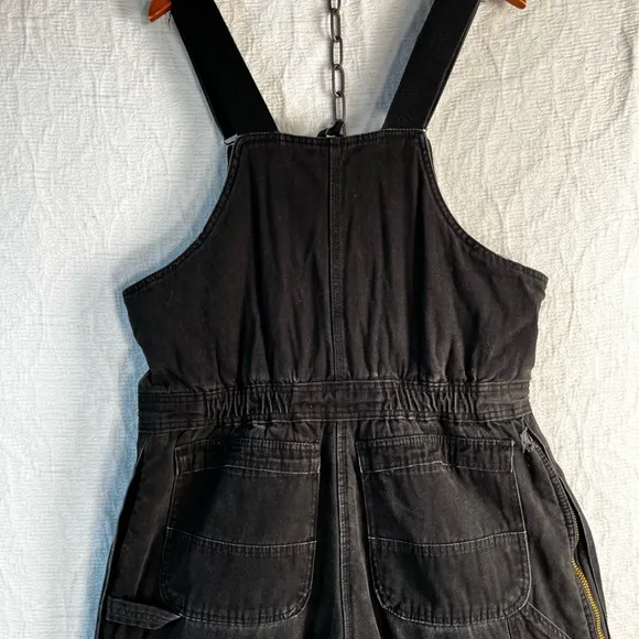 Vintage Polar King by Key Black Quilt Lined Bib Overalls Cotton Canvas Zip Front