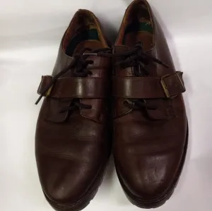 Vintage Polo Ralph Lauren Leather Oxfords Dress Shoes Brown Lace Buckle Size 11D